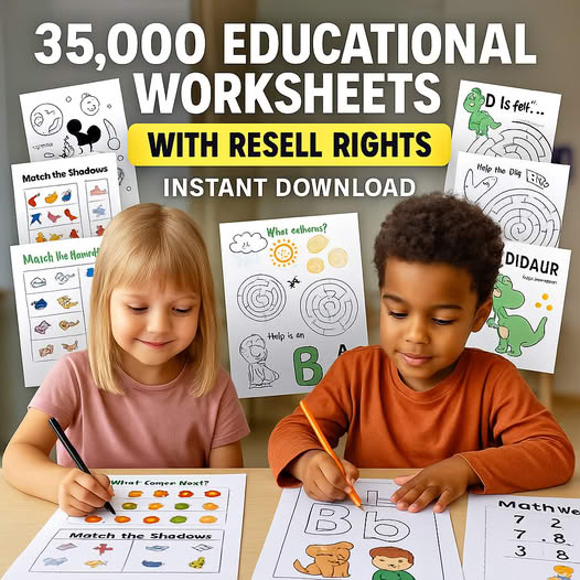 Printable Kids Worksheet Done for You 35000+ Educational Resources Bundle