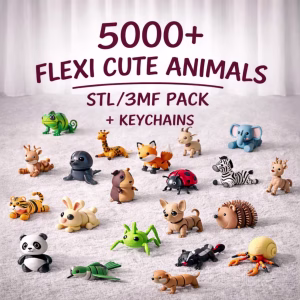 5000+ Flexi Cute Animals STL Bundle | 3D Print Files | STL & 3MF Pack + Keychains