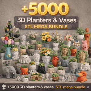 546978e0-434a-49a8-90d8-84afc394bdf0 5000+ STL Planter Bundle for 3D Printing | Face Planters, Cute Flower Pots, Modern Vases | Commercial Use STL Files | Instant Download